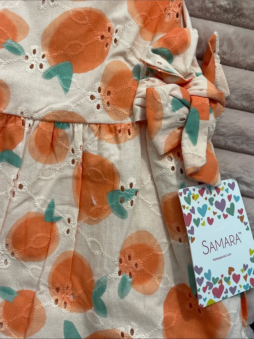 NWT Samara 🍑Peach-Print Sleeveless Girls' Summer Dress ~ Size 24M